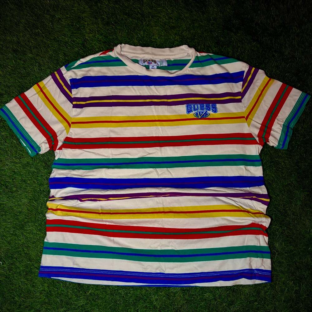 Guess Los Angeles Rainbow Striped T-Shirt